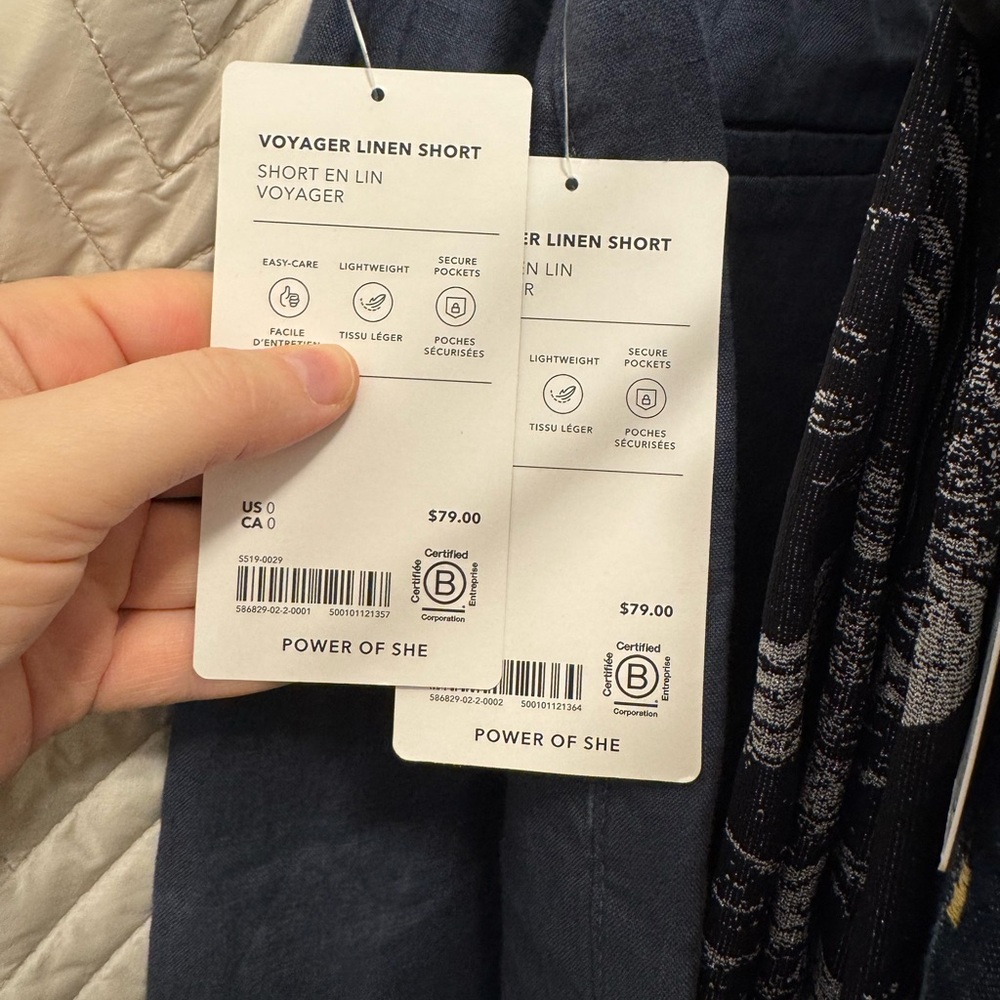 ATHLETA Blue Linen Shorts Size 0 Voyager Collection XS Casual NEW - Picture 4 of 5